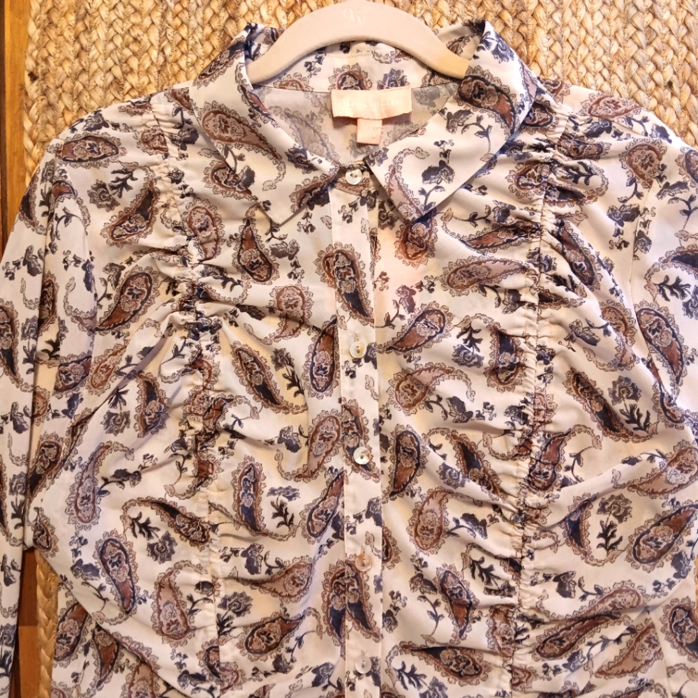 Charmed Hearts Blouse Cream/Brown/Grey
